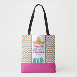 Bolsa Tote Chevron Cactus Funny Nacho Média Professora Fiest