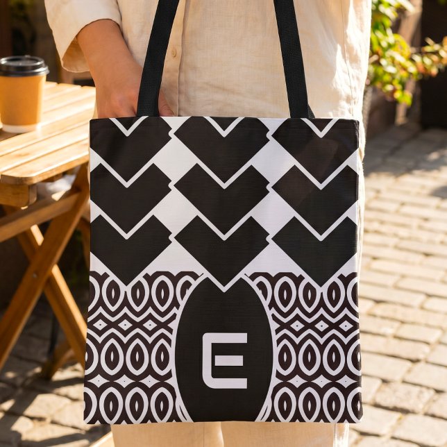 Bolsa Tote Chevron e Lágrima Bicolor (Chevron chic with your initial. Tote magic.)