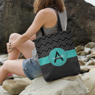 Bolsa Tote Chevron Preto