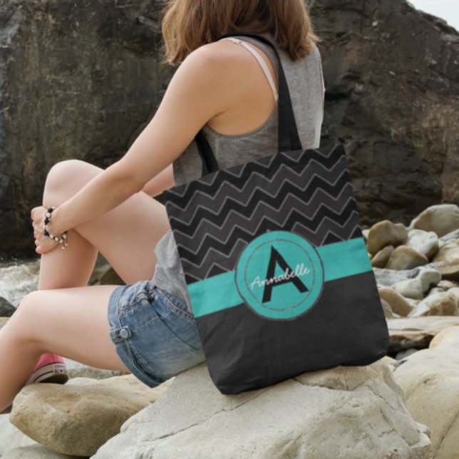 Bolsa Tote Chevron Preto (Criador carregado)