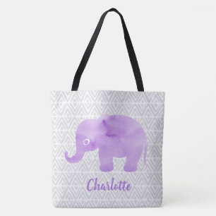 Bolsa Tote Chevron Primitivo do Elefante de Aquarela