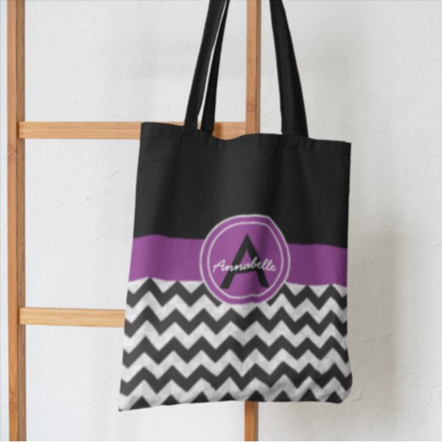 Bolsa Tote Chevron Puro Negro (Criador carregado)
