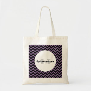 Bolsa Tote Chevron Roxo Glitter Quinceañera Tote Bag