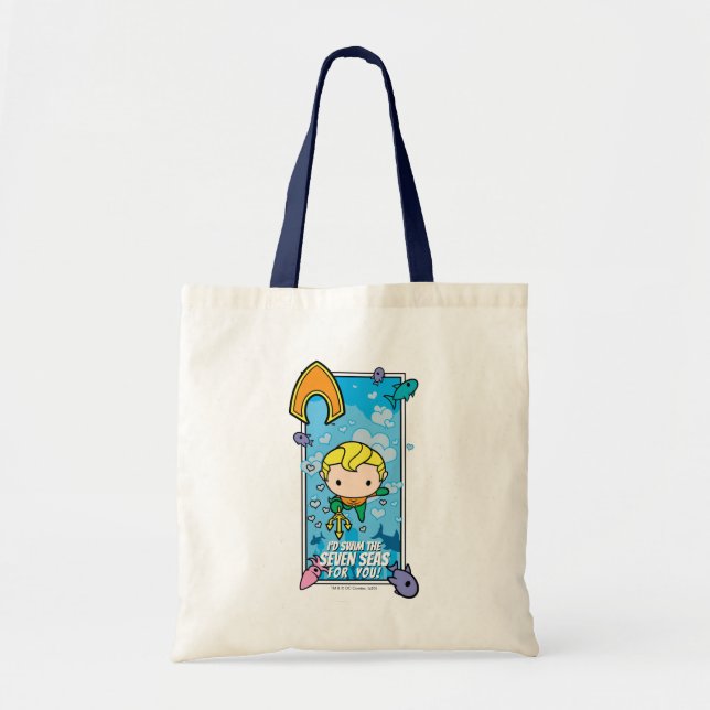 Bolsa Tote Chibi Aquaman - Vou Natação Os Sete Mares (Frente)