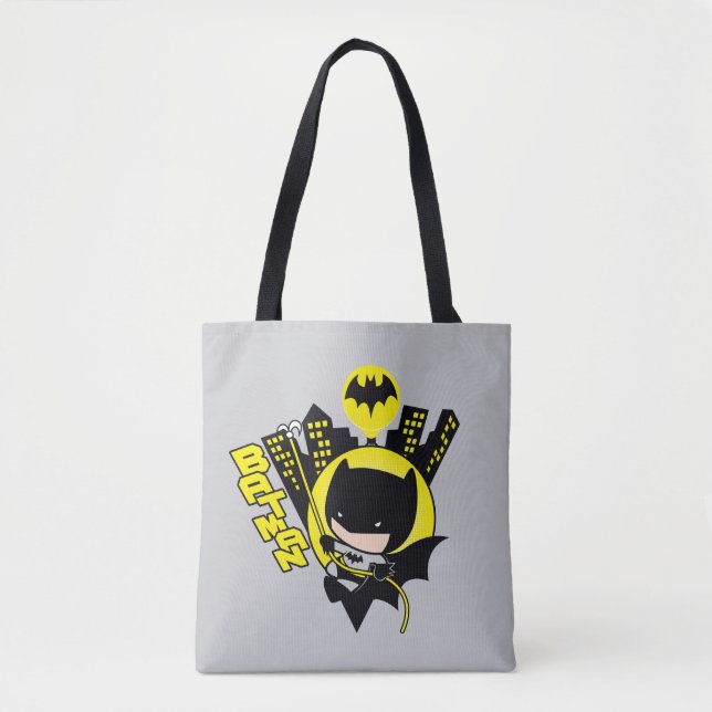 Bolsa Tote Chibi Batman Escalando A Cidade (Frente)