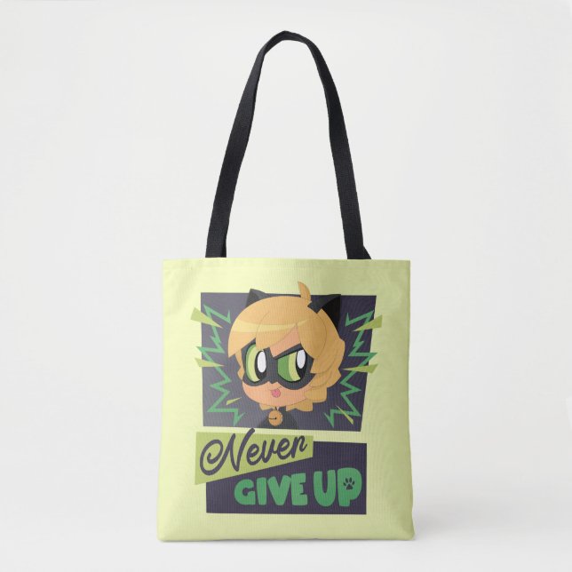 Bolsa Tote Chibi Cat Noir Nunca Desiste (Frente)