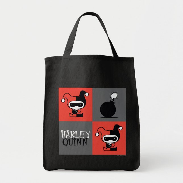 Bolsa Tote Chibi Harley Quinn Checker Patterno (Frente)