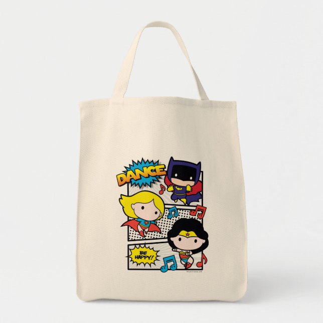 Bolsa Tote Chibi Heroes Dançando (Frente)
