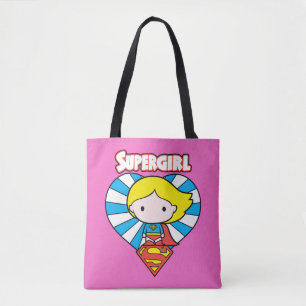 Bolsa Tote Chibi Supergirl Starburst Heart and Logo