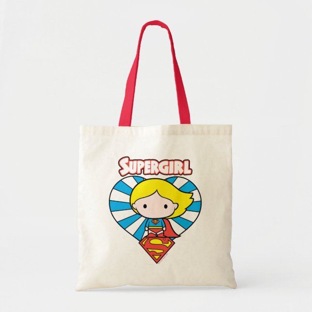 Bolsa Tote Chibi Supergirl Starburst Heart and Logo (Frente)