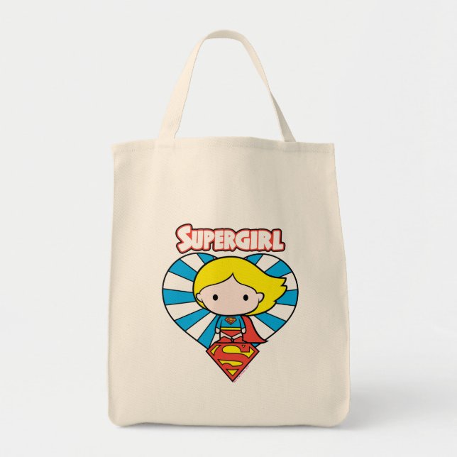 Bolsa Tote Chibi Supergirl Starburst Heart and Logo (Frente)