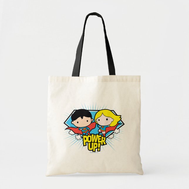 Bolsa Tote Chibi Superman e Chibi Supergirl Ligam! (Frente)