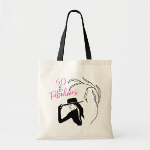 Bolsa Tote Chic 50 e Fabuloso aniversário preto rosa
