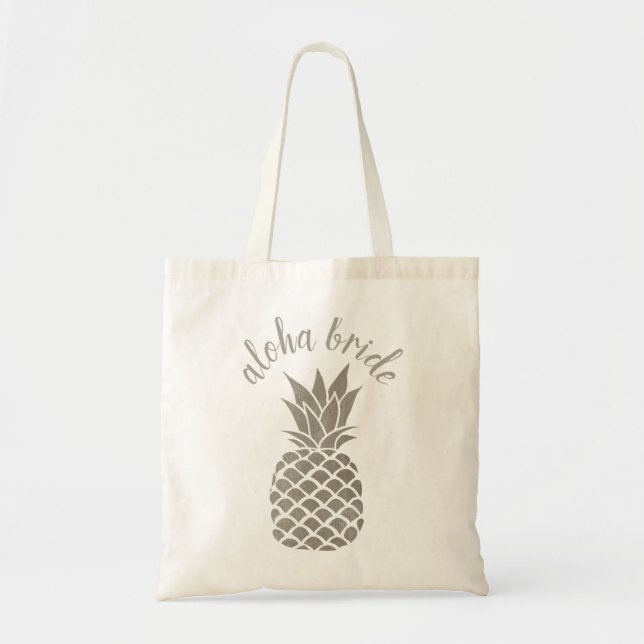Bolsa Tote Chic Aloha Tribe Hawaiian Silver Pineapple Brito (Frente)