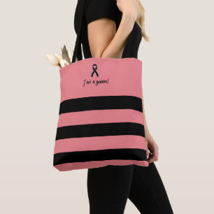 Bolsa Tote Chic Black Pink Eu sou um sobrevivente do câncer d