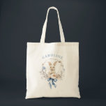 Bolsa Tote Chic Blue Bow Spring Floral Bunny<br><div class="desc">This personalized tote bag features a charming watercolor bunny surrounded by delicate spring florals and finished with a soft blue bow. The gentle pastel palette creates a light, elegant design that feels perfect for Easter celebrations while still being beautiful enough to carry all year long. Add a name to create...</div>