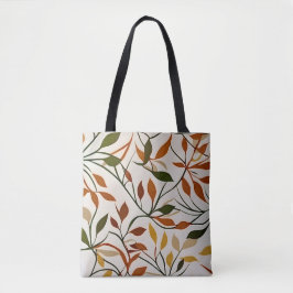 Bolsa Tote Chic boho line art outono deixa vetor abstrato