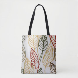 Bolsa Tote Chic boho line art outono deixa vetor abstrato