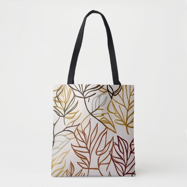 Bolsa Tote Chic boho outono folhas vetor abstrato (Frente)