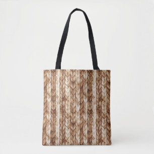 Bolsa Tote Chic Brown Cream Faux Stripes Tecidas