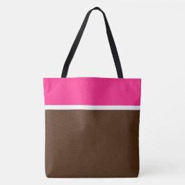 Bolsa Tote Chic Candy Rosa Branco Marrom Bloco de Cor
