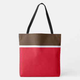 Bolsa Tote Chic Cocoa Marrom Branco Vermelho Vibrante Bloco d