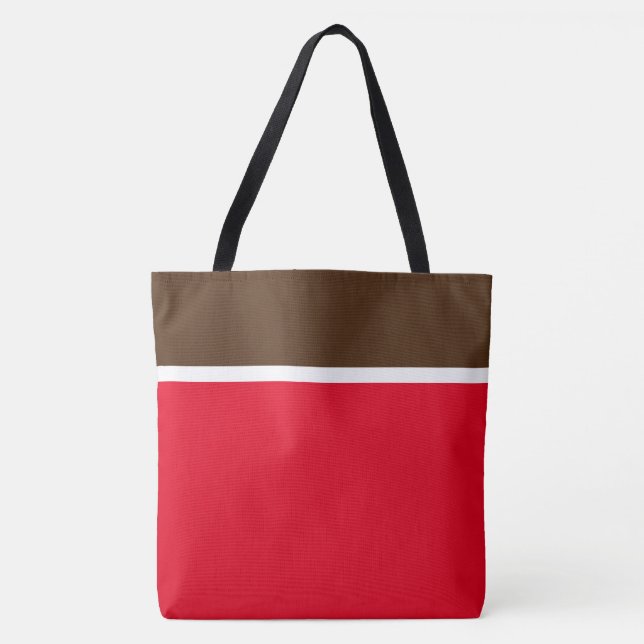 Bolsa Tote Chic Cocoa Marrom Branco Vermelho Vibrante Bloco d (Frente)