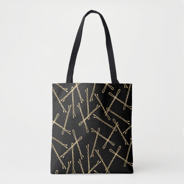Bolsa Tote Chic Dourado Bobby Pins Preto (Frente)