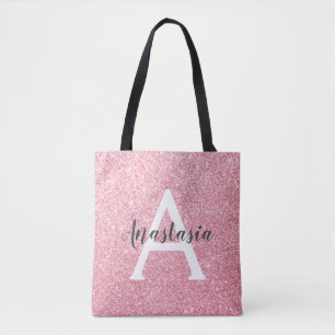 Bolsa Tote Chic e Tendência Glitter Rosa Dourado Monograma