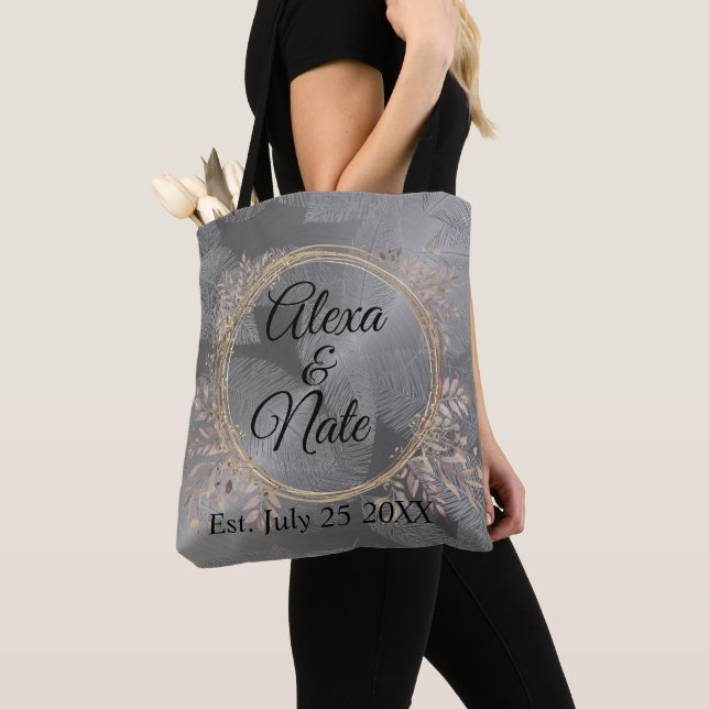 Bolsa Tote Chic Feather Floral Wreath Wedding (Close Up)