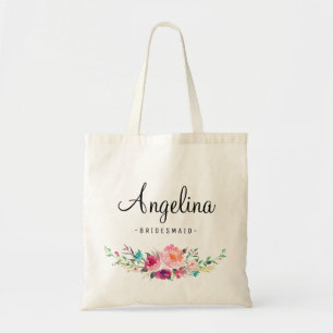 Bolsa Tote Chic Floral Bridesmaid Personalizada