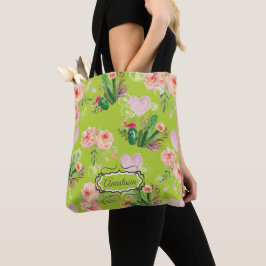 Bolsa Tote Chic Floral Personalizado Do Cactus