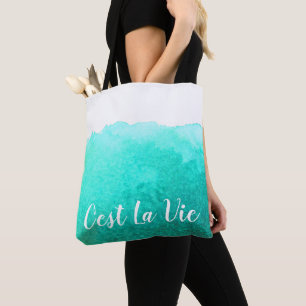 Bolsa Tote Chic francês da cor aquática teal C'est La Vie