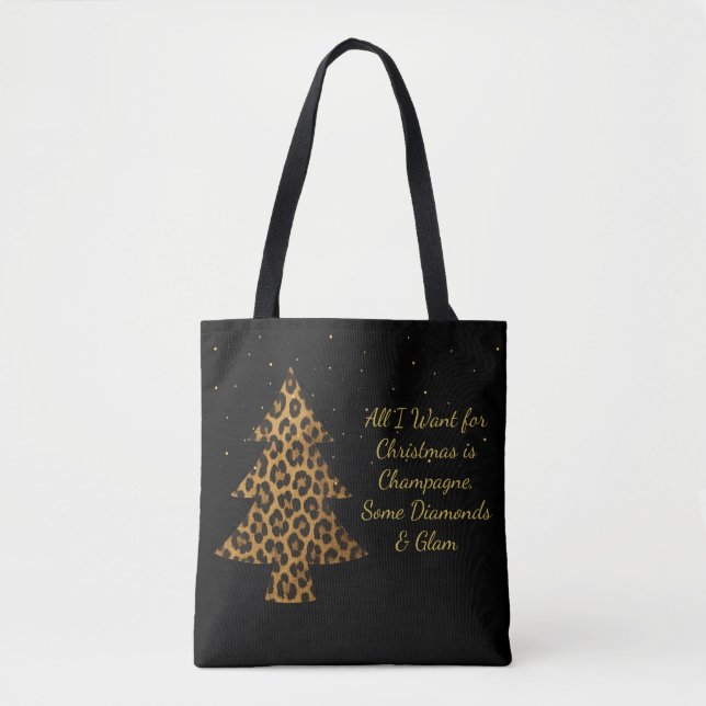 Bolsa Tote Chic Holiday Leopard Tree Design (Frente)