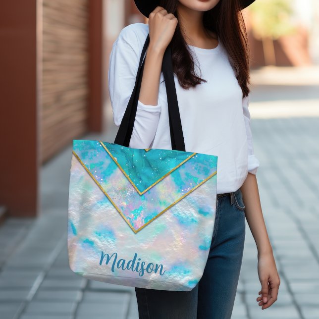 Bolsa Tote Chic holographic na moda azul (Criador carregado)