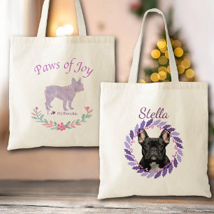 Bolsa Tote Chic Lavender French Bulldog Natal Personalizado