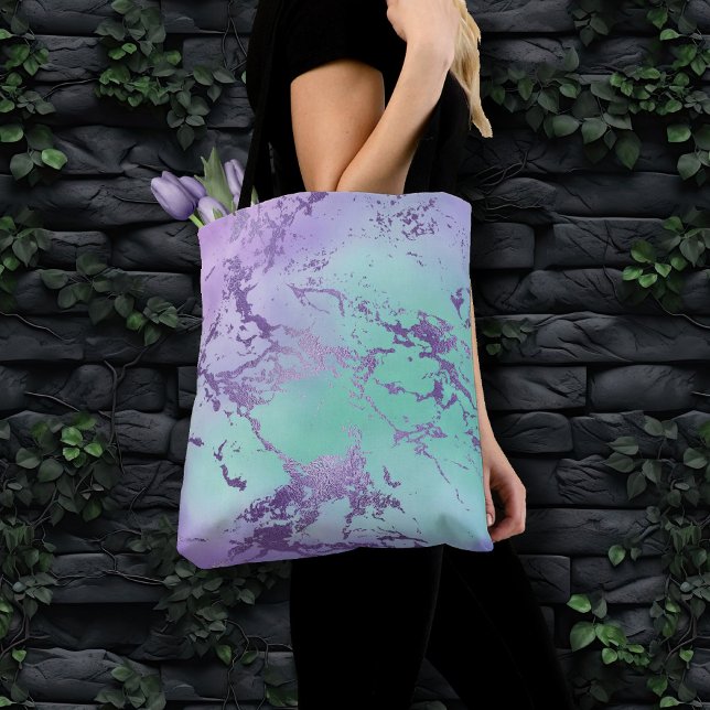 Bolsa Tote Chic Marble | Lavanda Roxo e Mint Verde (Criador carregado)