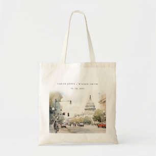 Bolsa Tote Chic Minimal Washington DC, EUA Watercolor Wedding