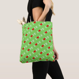 Bolsa Tote Chic Moderno do Coração do verde limão LOVE