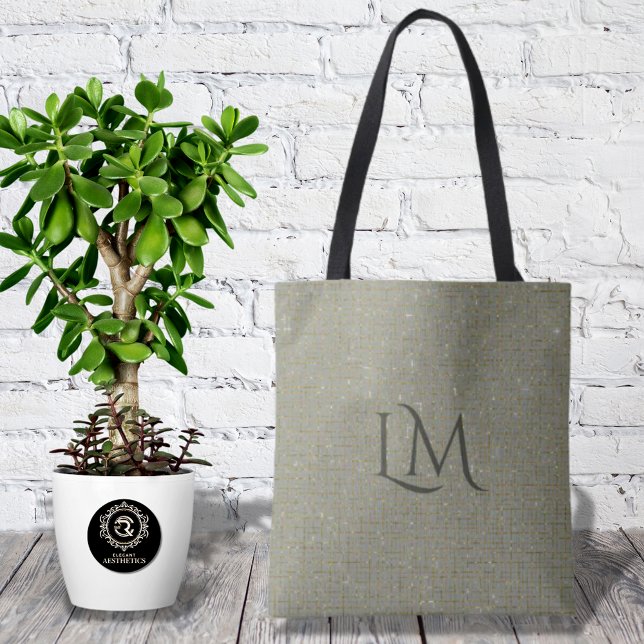 Bolsa Tote Chic OliveTaupe Monogram Refined Glitter Detail (Criador carregado)