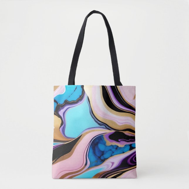 Bolsa Tote Chic Pastel cor-de-rosa-rosa dourado Faux Marble (Frente)