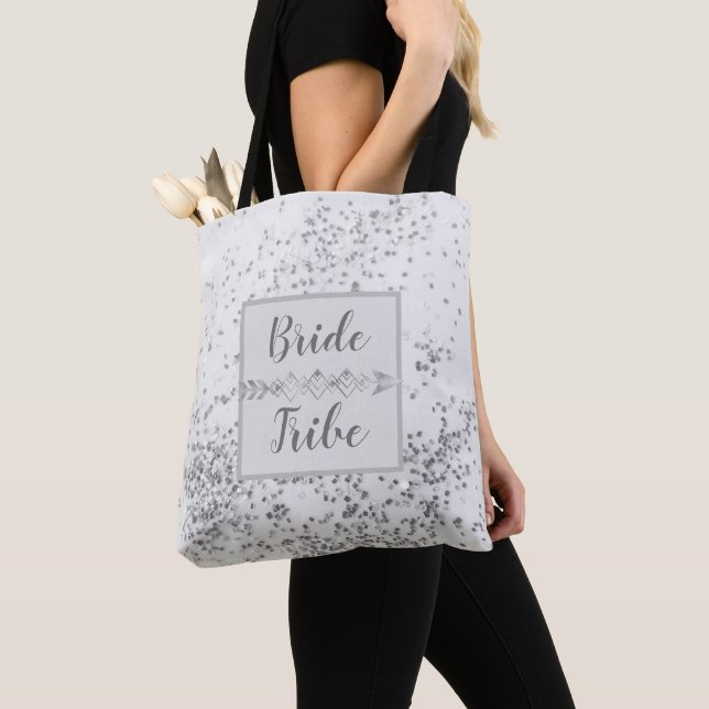 Bolsa Tote Chic Prata Confete Noiva Tribo (Close Up)