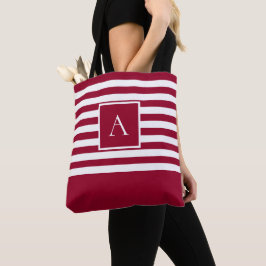 Bolsa Tote CHIC RED WHITE STRIPE Square - Letra quadrada Mono
