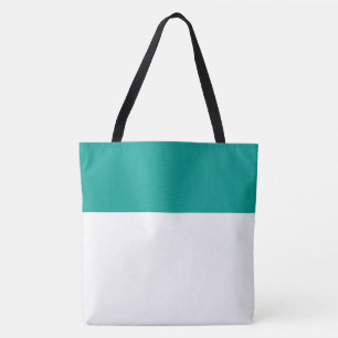 Bolsa Tote Chic Sleek Branco Um Terço Verão Azul Topo Borda