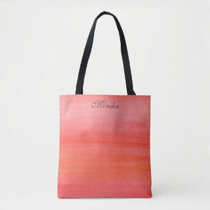Bolsa Tote Chic Sunset Watercolor Ombre Moderno Personalizado