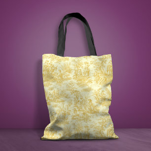 Bolsa Tote Chic vintage amarelo toile de jouy impresso