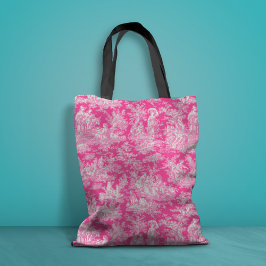 Bolsa Tote Chic vintage - Tóile de jouy rosa-quente