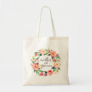 Bolsa Tote Chic Watercolor Floral Wreath Mãe do Groom