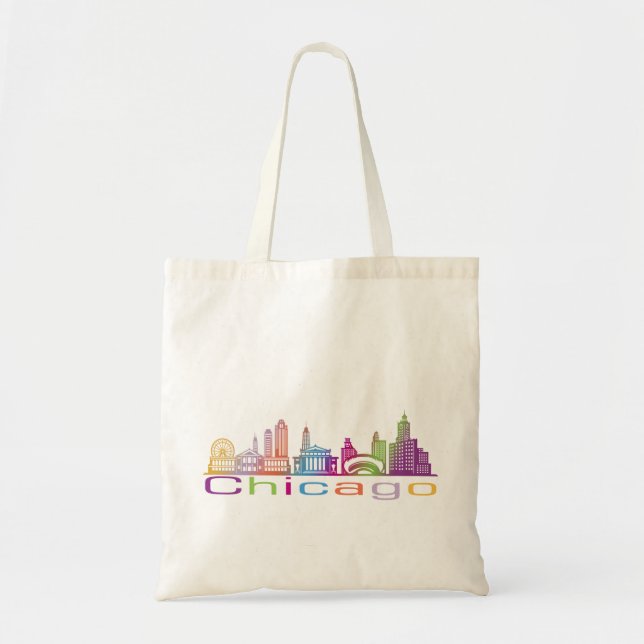 Bolsa Tote Chicago City Skyline Typografia Hoodie (Frente)