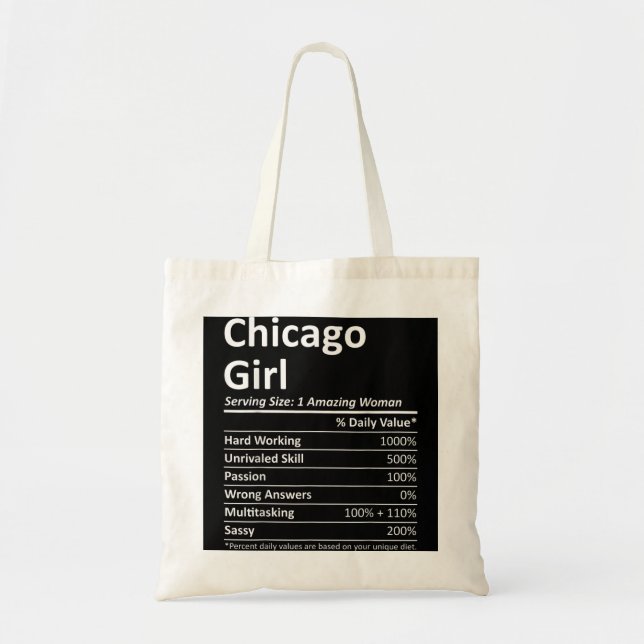 Bolsa Tote CHICAGO GIRL IL ILLINOIS Funny City Home Roots EUA (Frente)